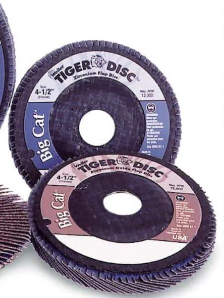 Weiler - 60 Grit, 7" Disc Diam, 7/8" Center Hole, Type 27 Zirconia Alumina Flap Disc - 8,600 Max RPM, Phenolic Backing, Arbor Attaching System, Coated