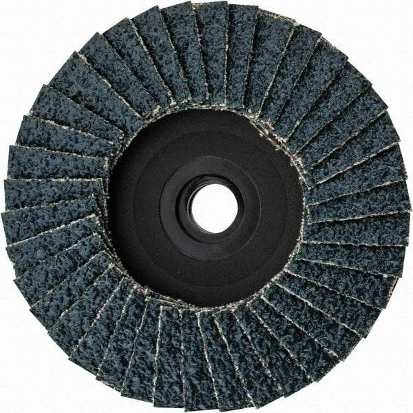Weiler - 36 Grit, 3" Disc Diam, Type 29 Zirconia Alumina Flap Disc - 20,000 Max RPM, Plastic Backing, Quick Change Type S Attaching System, Coated