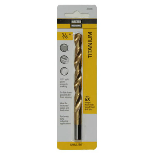 Master Mechanic 293696 High Speed Steel Titanium Coated Drill Bit, 3/8