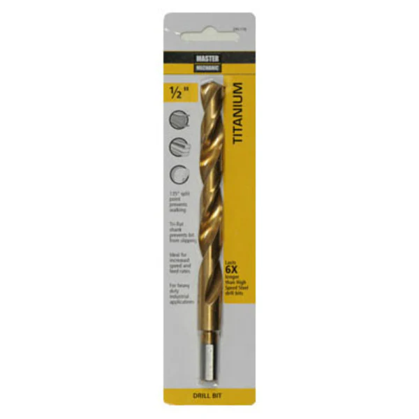 Master Mechanic 295170 Titanium Coated Drill Bit, 3/8" Shank, 1/2" x 6