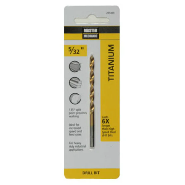 Master Mechanic 295469 Titanium Coated Drill Bit, Straight Shank, 5/32