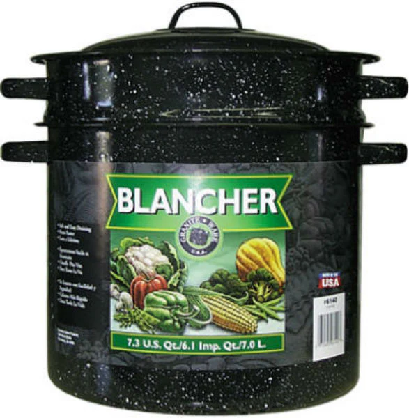 Granite-Ware 6140 Porcelain-On-Steel Blancher with Drainer Insert, 7.