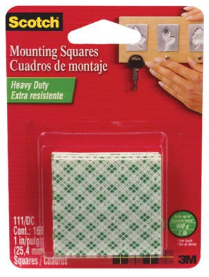 Scotch 111 Heavy Duty Mounting Squares, 1" x 1", 16-Count