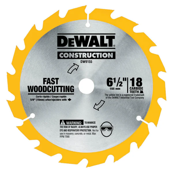 DeWalt DW9155 Construction Framing Saw Blade, 18 Tooth, 6-1/2"