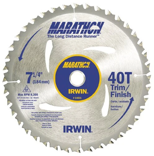 Irwin Tools 14031 Carbide Tipped Marathon Circular Saw Blade, 7-1/4",