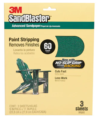 3M 20060-G SandBlaster Sandpaper with No Slip Grip Backing, 9" x 11",