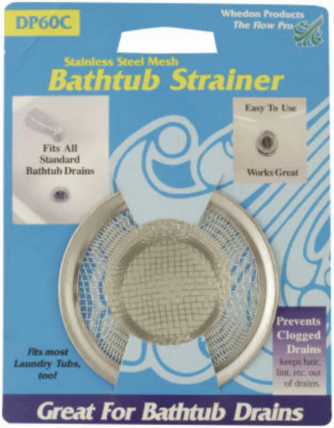 Whedon DP60C Stainless Steel Mesh Bathtub Strainer with Chrome Ring