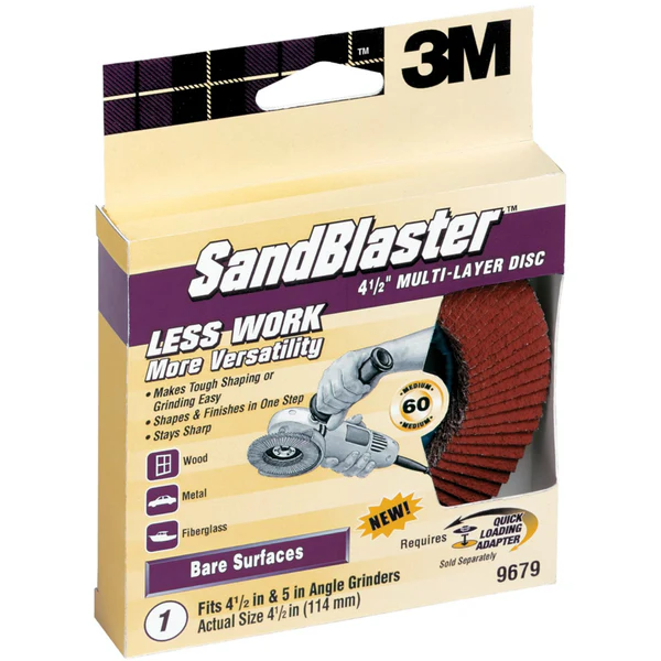 3M 9679 SandBlaster Right Angle Grinder Multi-Layer Sanding Disc, 4.5"