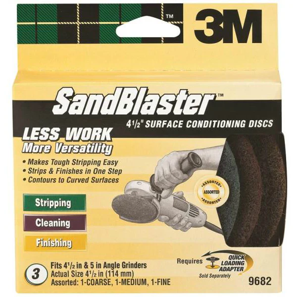 3M 9682 SandBlaster Surface Conditioning Disc, 4.5", Assorted Grit, 3-