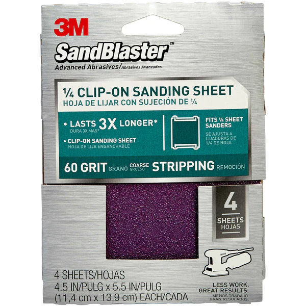 3M 9660 SandBlaster Clip On Palm Sanding Sheet, 4-1/2" x5-1/2", 60 Gri