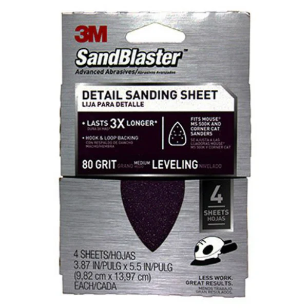 3M 9671 SandBlaster Power Sanding Hook & Loop Sheets, 3.75"x5.25", 80