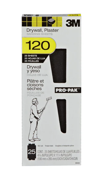 3M 99430 Pro-Pak Drywall Sanding Sheet, 4-3/16" x 11-1/4", 120 Grit, 2