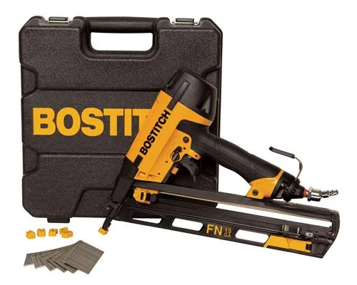 Bostitch N62FNK-2 Oil-Free Pneumatic Angled Finish Nailer Kit, 15-Gau