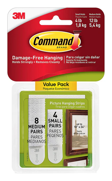 Command 17203 Picture Hanging Strips Value Pack, White, 4-Small & 8-Me