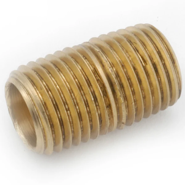 Anderson Metals 736112-06 Lead Free Standard Nipple, Brass, 3/8" x Clo