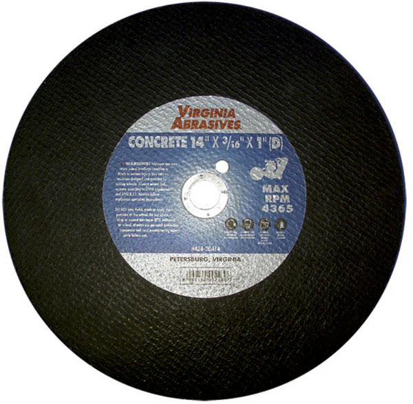 Virginia Abrasives™ 424-20414 Bonded Masonry Cutoff Wheel, 14" x 3/16"