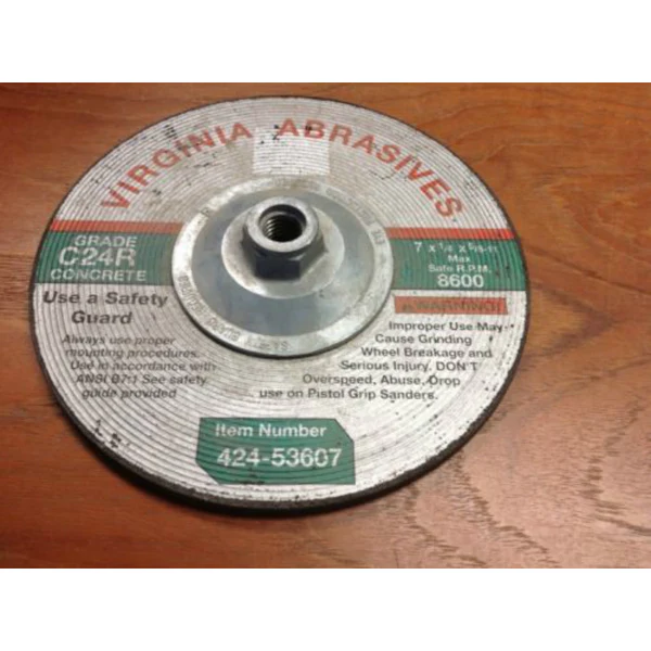 Virginia Abrasives™ 424-53607 Depressed Center Grinding Wheel, 7" x 1/