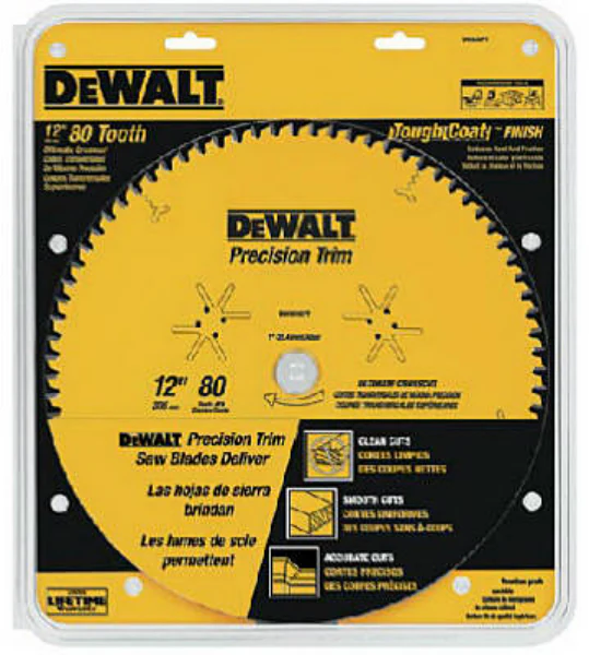 DeWalt DW3232PT Precision Trim™ Woodworking Saw Blade, 80 Tooth, 12"