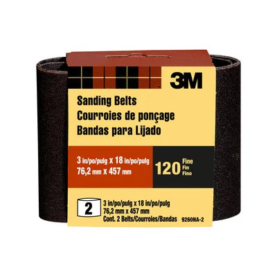 3M 9260-2 Heavy Duty Resin Bond Power Sanding Belt, 18" x 3", 120 Grit