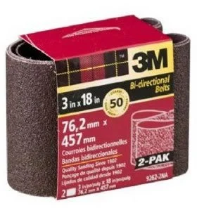 3M 9262NA-2 Heavy Duty Resin Bond Power Sanding Belt, 3" x 18", 50 Gri