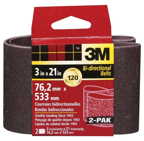 3M 9264NA-2 Heavy Duty Resin Bond Power Sanding Belt, 3" x 21", 120 Gr