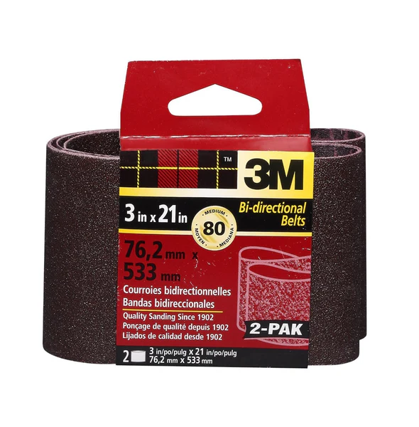 3M 9265NA-2 Heavy Duty Resin Bond Power Sanding Belt, 3" x 21", 80 Gri