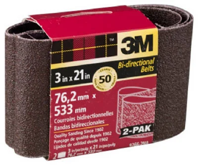 3M 9266NA-2 Heavy Duty Resin Bond Power Sanding Belt, 3" x 21", 50 Gri