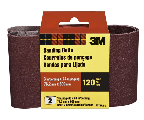 3M 9272-2 Heavy Duty Resin Bond Power Sanding Belt, 3" x 24", 120 Grit