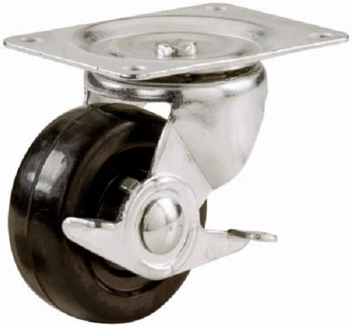 Shepherd Hardware 9510 Rubber Wheel Swivel Plate Caster with Side Brak
