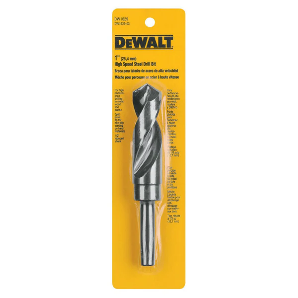 DeWalt DW1629 High Speed Split Point Drill Bit, 1" Dia, 1/2" Shank