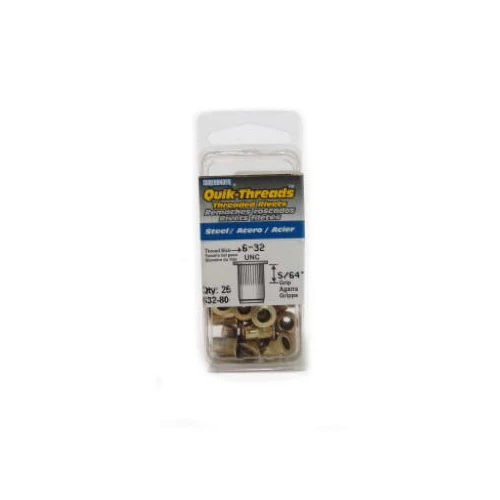 Surebonder 632-80-25 Steel Threaded Insert, 6-32