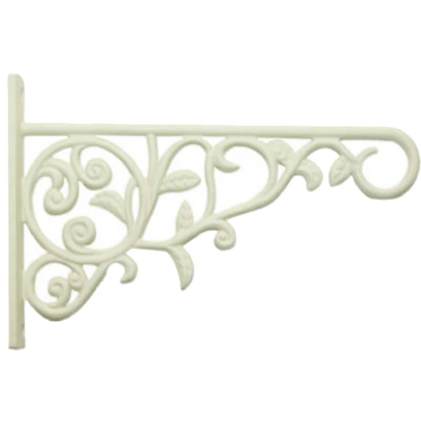 Panacea™ 85008 Cast Aluminum Hanging Plant Bracket with Leaves, 9", Wh