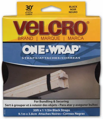 Velcro Brand 91372 One-Wrap Adjustable Reusable Strap Roll, Black, 1.5