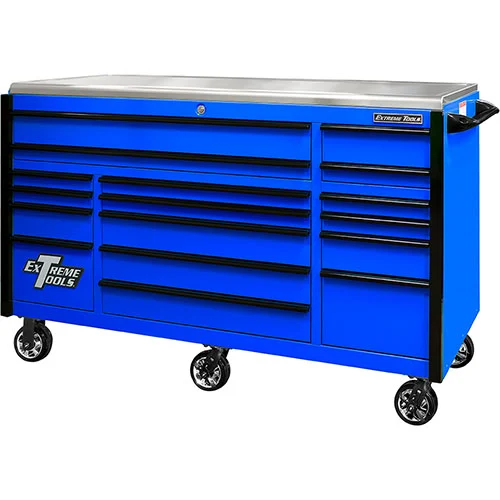 Extreme Tools EXQ Series 72x31 17-Drawer Triple Bank Pro Roller Cabinet300lb Slides EX Quick Rel Drawer Pulls