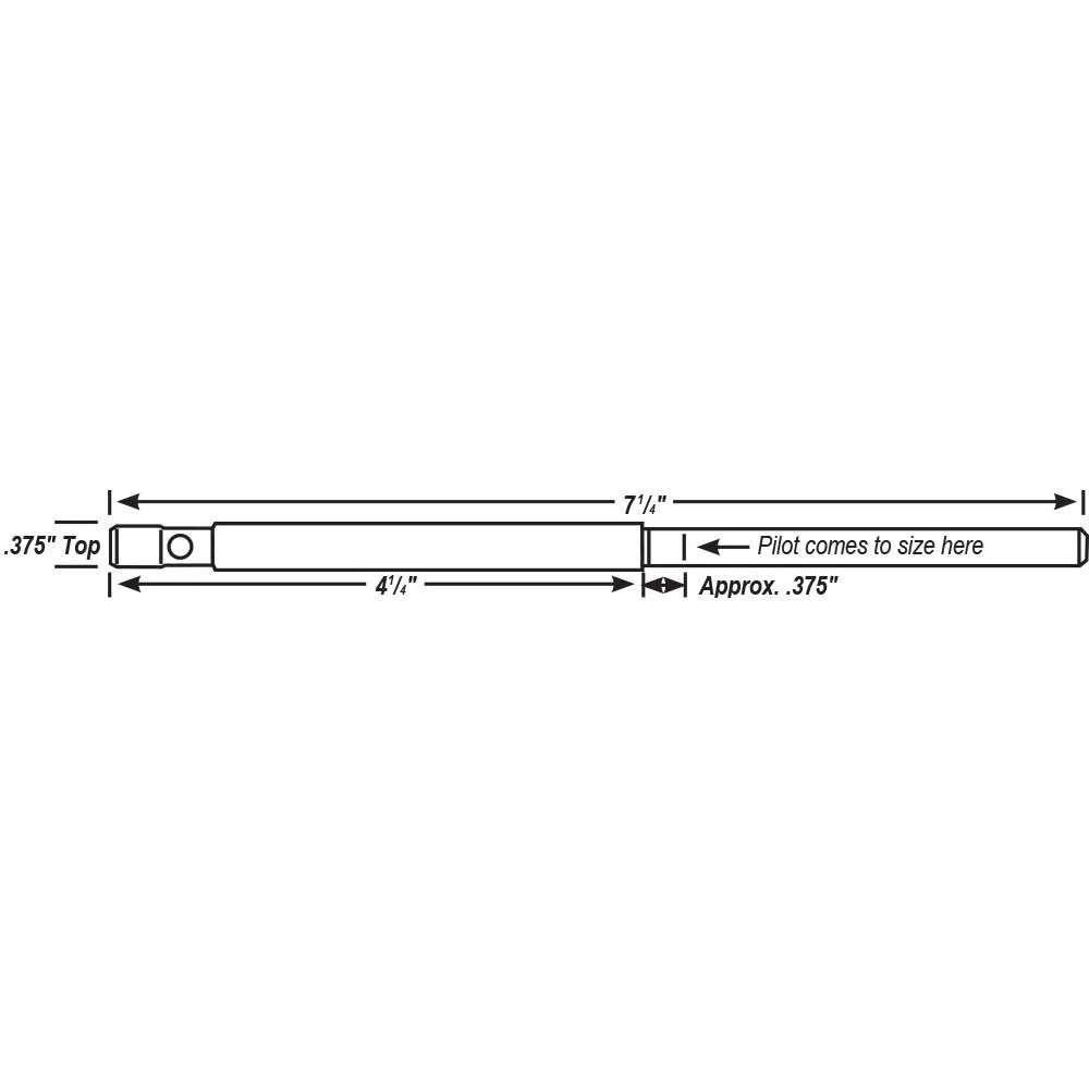 .375" Extended Length Solid-Tapered High Speed Steel Pilot | .3457" (8.78mm) | P-5345NL