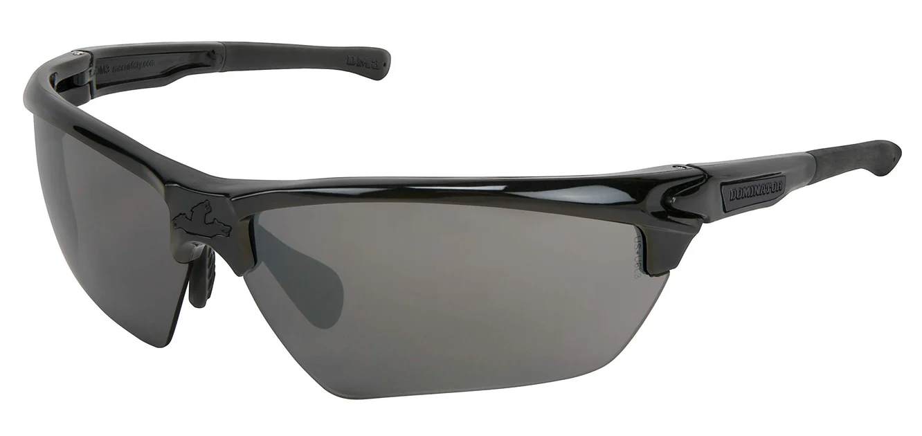 MCR Safety (DM1337BZ) Black Mirror Polarized Dominator DM3 Safety Glasses with Black Frame