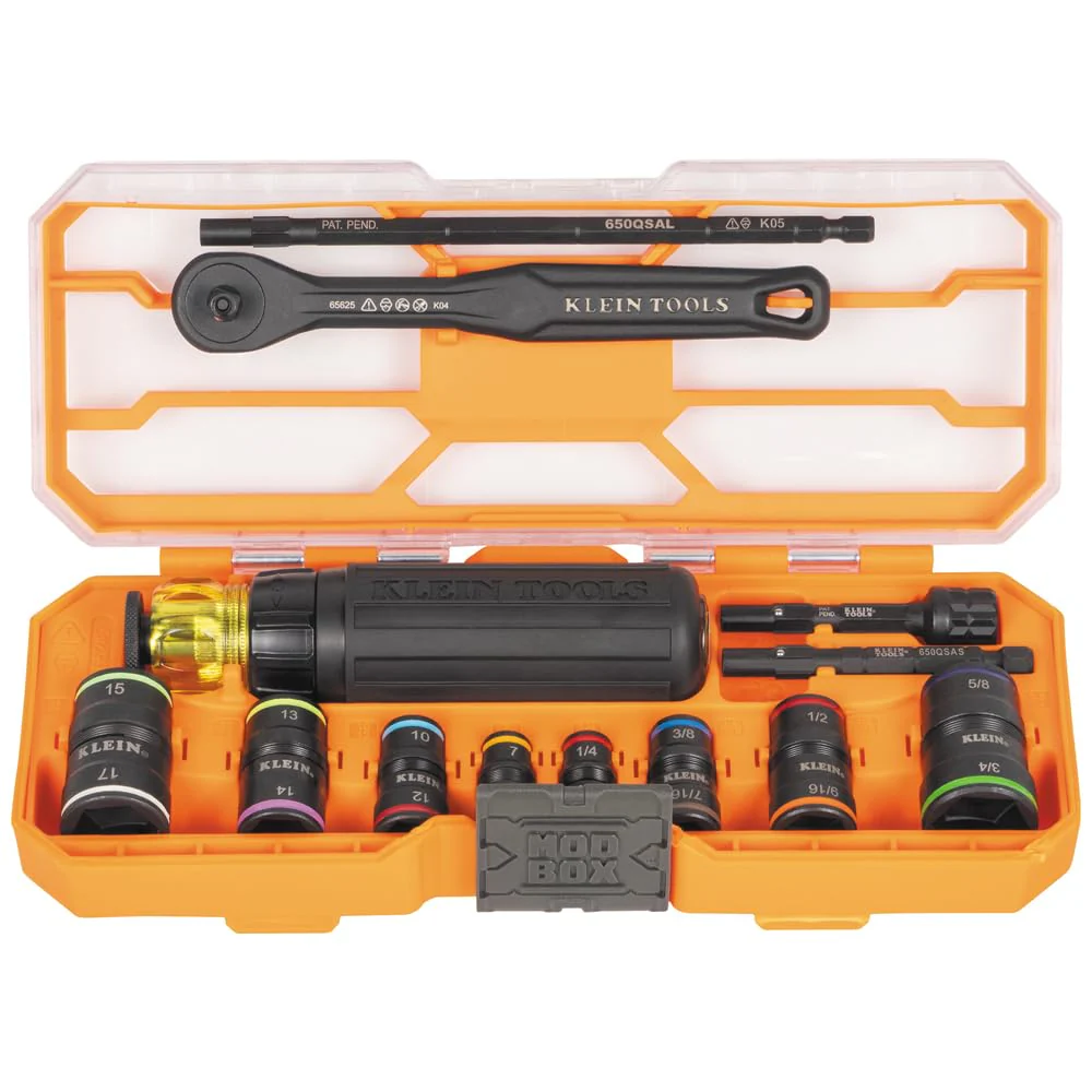Klein Tools 65242 Flip-16 KNECT Ratcheting Impact Flip Socket Screwdriver Set