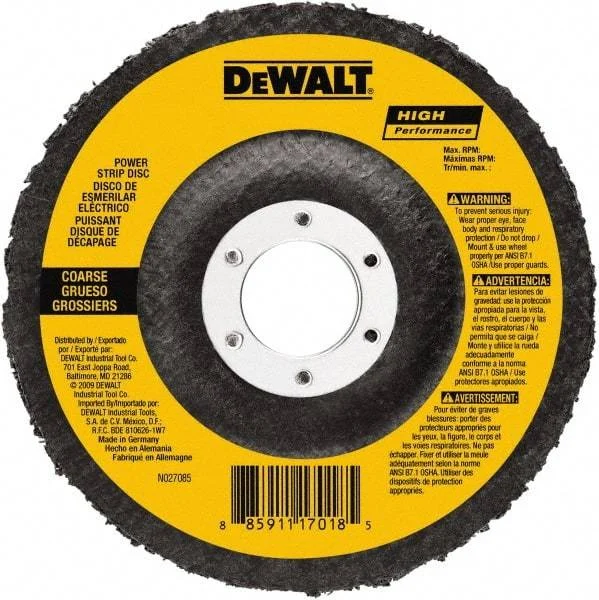 DeWALT - 100 Grit, 4-1/2" Disc Diam, 5/8-11 Center Hole, Type 27 Aluminum Oxide Flap Disc - 13,300 Max RPM, Fiberglass Backing, Arbor Attaching System, Non-Woven