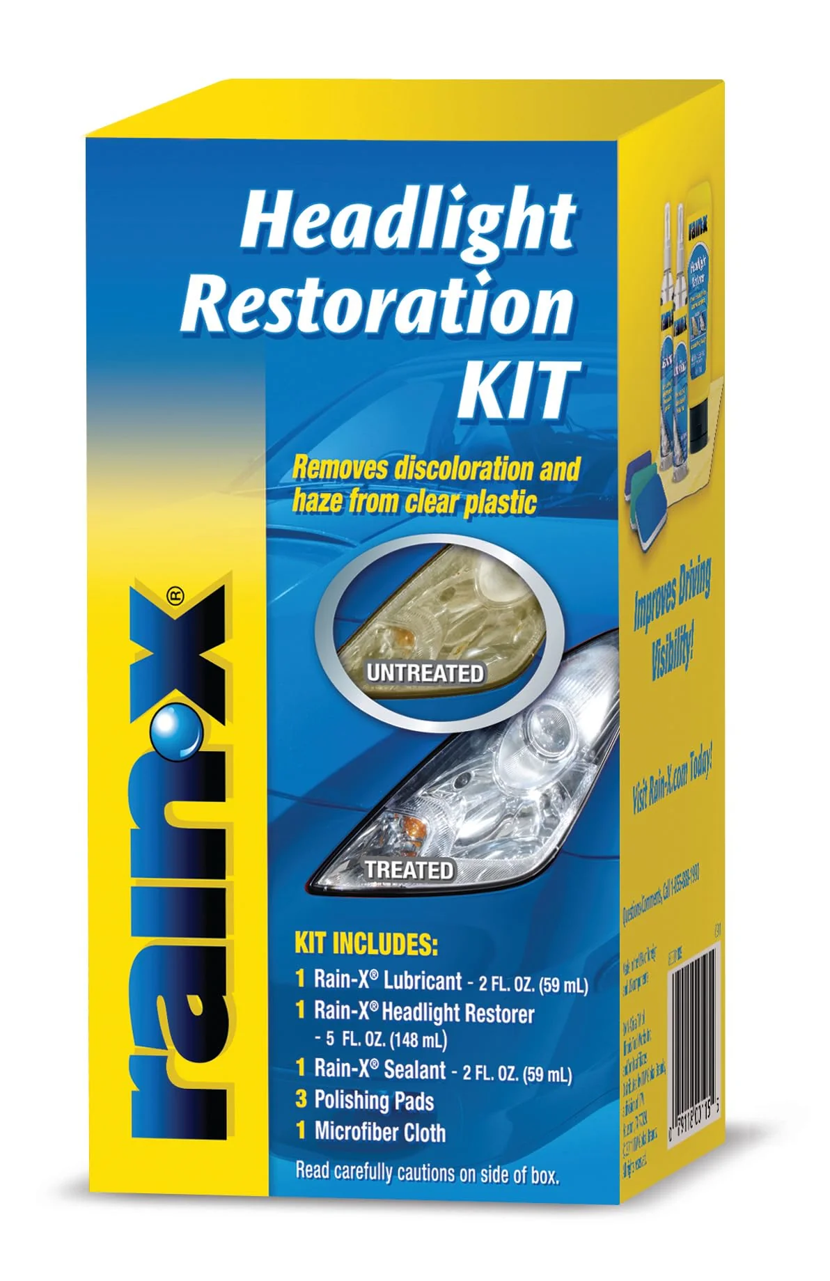 Rain-X 800001809 Headlight Restoration Kit, Cleans and Restores Headlights By Removing Haze and Discoloration Due to Oxidation Headlight Restoration Kit