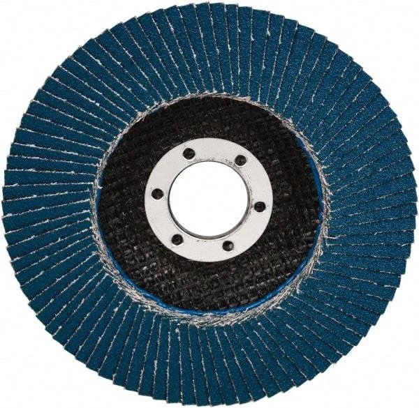3M - 40 Grit, 7" Disc Diam, 5/8-11 Center Hole, Type 27 Zirconia Alumina Flap Disc - 8,600 Max RPM, Cloth Backing, Arbor Attaching System, Coated