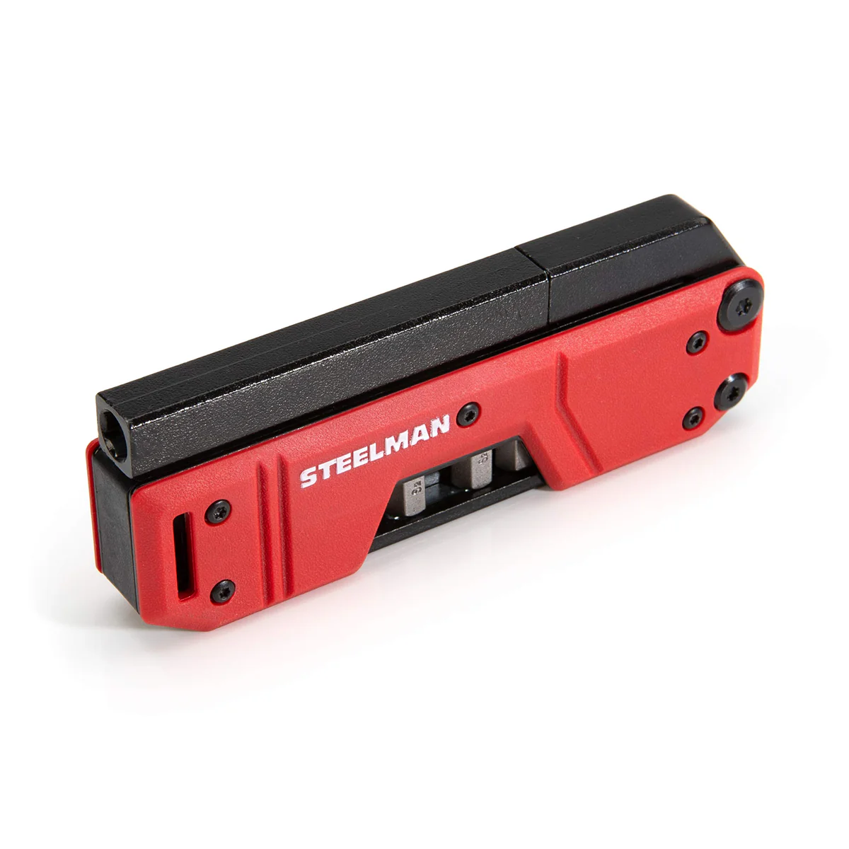 Steelman 60713 10-In-1 Multi-Tip Folding Magnetic Pocket Screwdriver with Carrying Clip and Bottle Opener, Includes 3/16" and 1/4" Slotted, PH1, PH2, T15, T20, S1 and S2 Bits