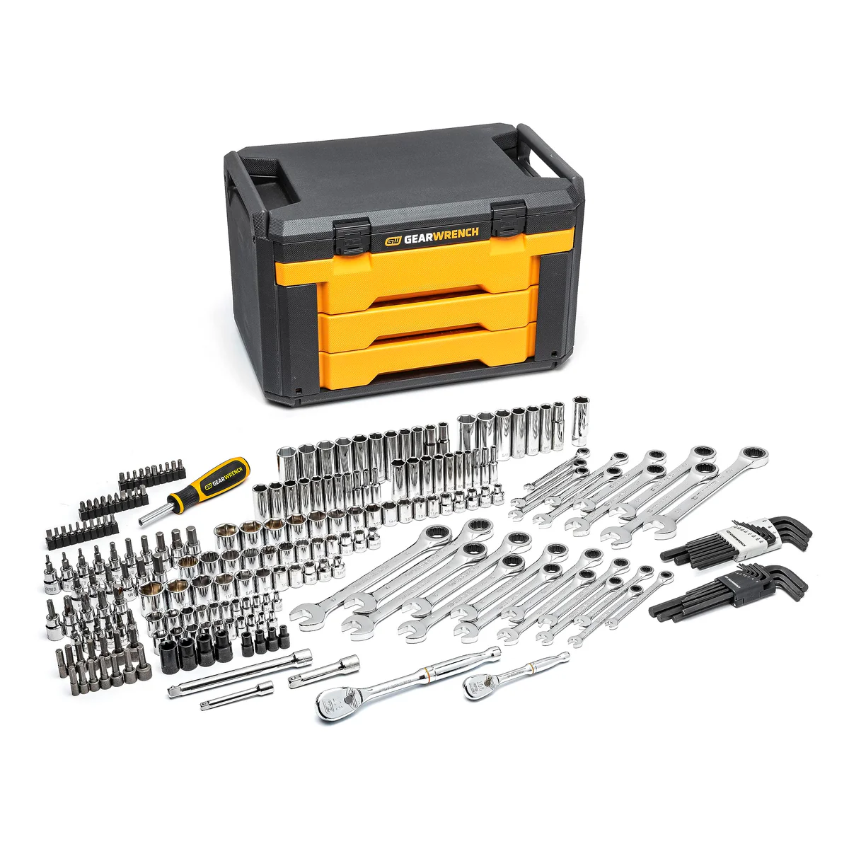 GEARWRENCH 219 Pc. Mechanics Tool Set in 3 Drawer Storage Box - 80940
