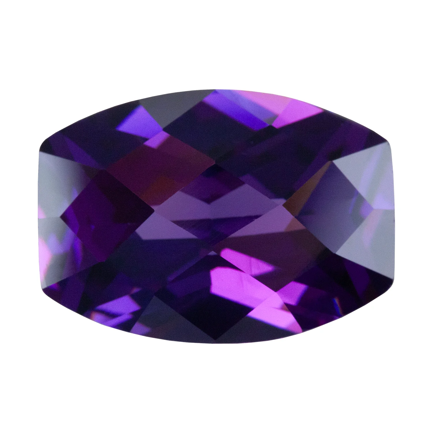 Cubic Zirconia - Amethyst - Barrel - Checkerboard