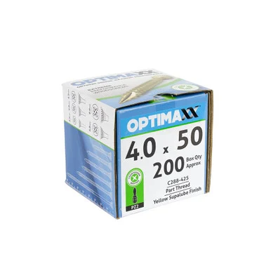 Optimaxx 4 x 50mm Woodscrews - Box of 200