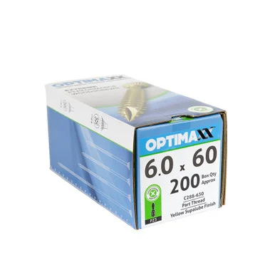 Optimaxx 6 x 60mm Woodscrews - Box of 200