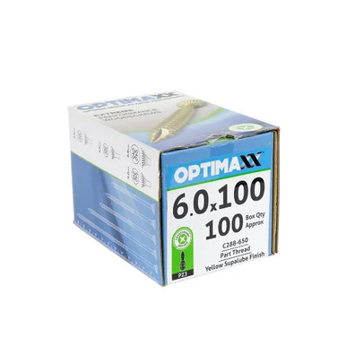 Optimaxx 6 x 100mm Woodscrews - Box of 100