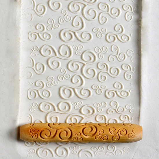 Wooden Hand Roller - Tri-Spirals