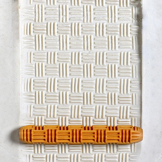 Wooden Hand Roller - Basketweave 1