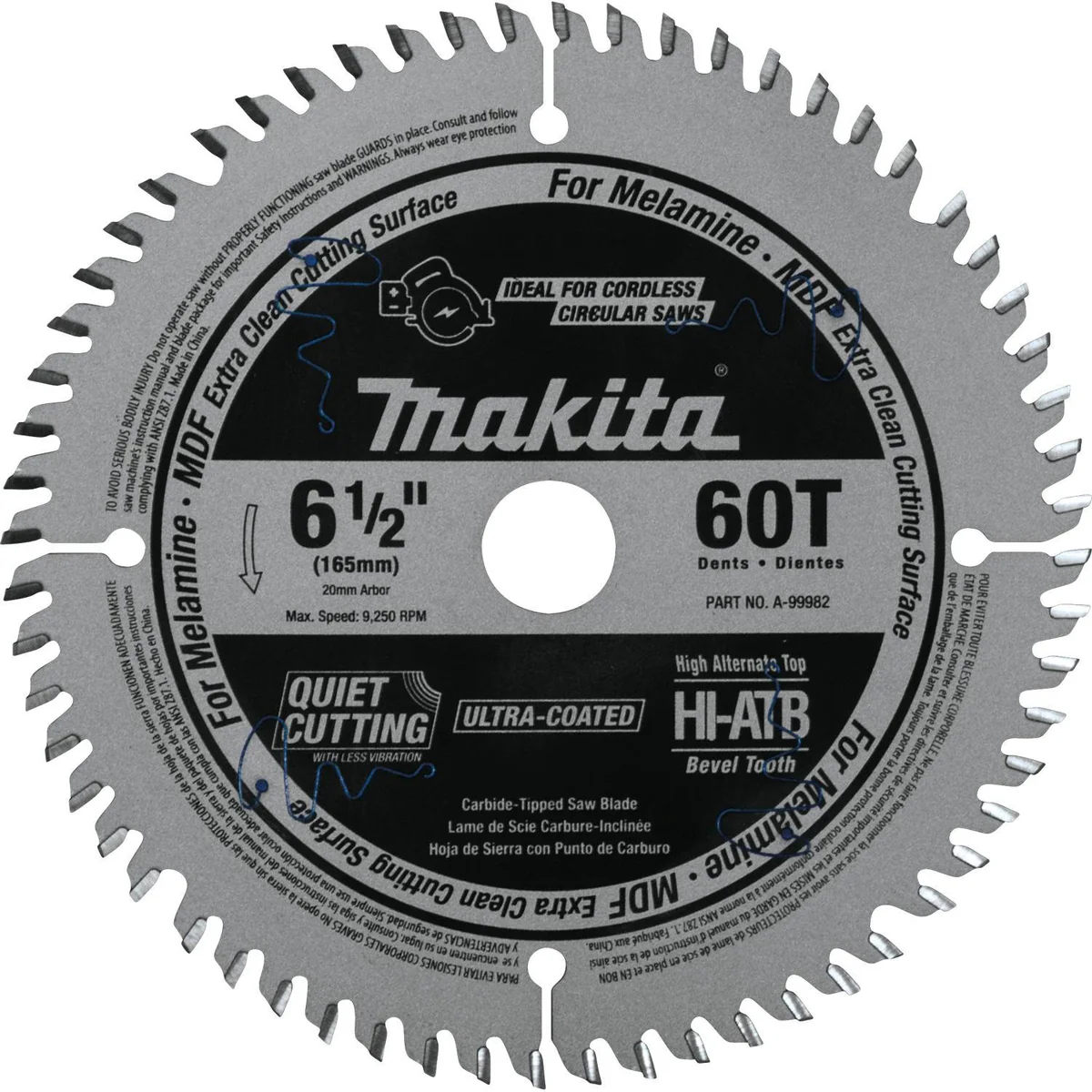 6-1/2" 60T (ATB) Carbide-Tipped Cordless Plunge Saw Blade