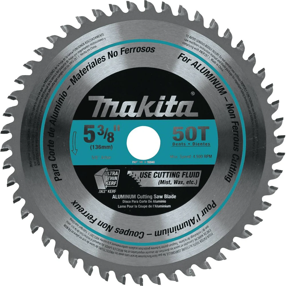 5-3/8 in. 50T Carbide-Tipped Saw Blade, Aluminum
